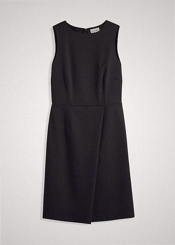 Etuikleid mit Wickelrock Gr. 48 Schwarz Minkleid Etui-Kleid Dress Neu R-Ware*