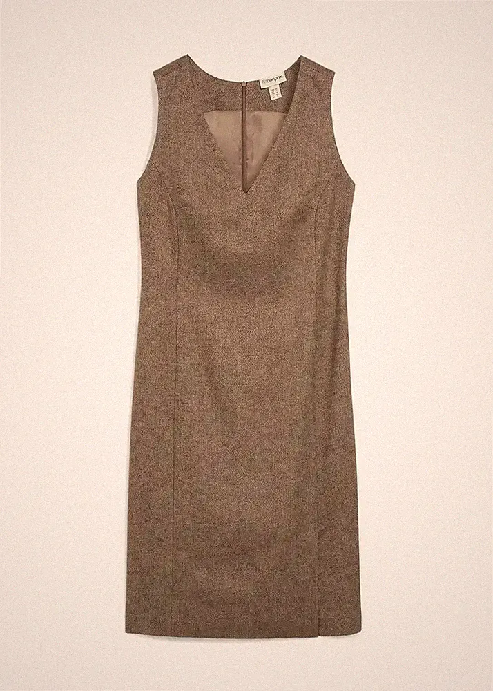 Etuikleid mit Wolle Gr. 40 Dunkelbraun Meliert Damen Business-Kleid Neu