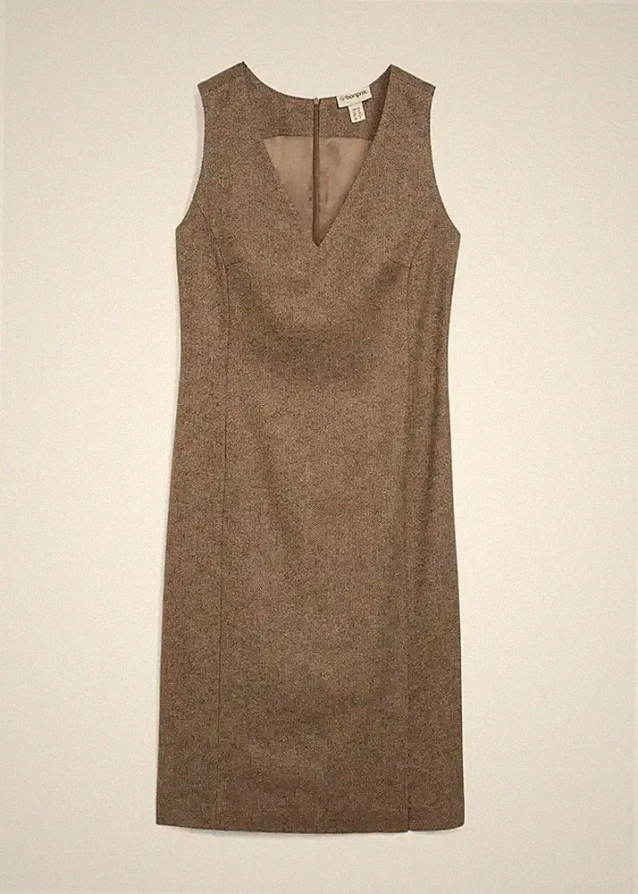 Etuikleid mit Wolle Gr. 42 Dunkelbraun Meliert Damen Business-Kleid Neu