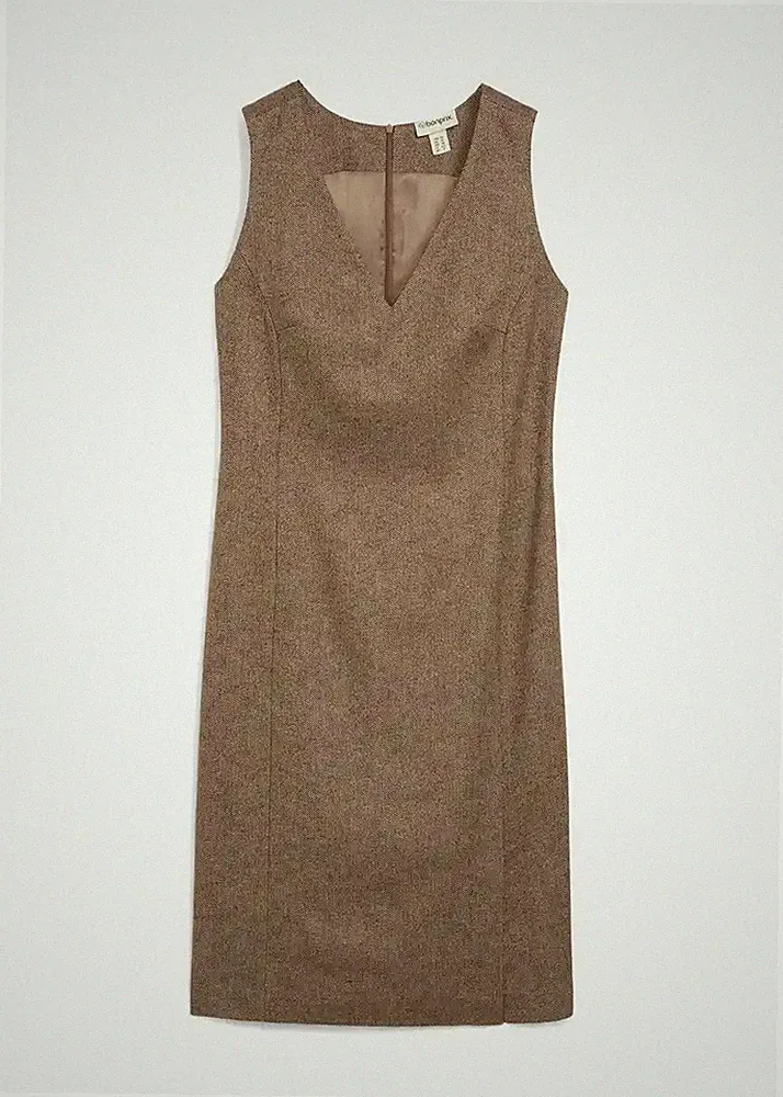 Etuikleid mit Wolle Gr. 50 Dunkelbraun Meliert Damen Business-Kleid Neu