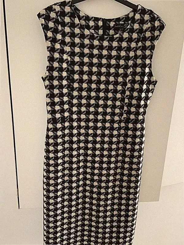 etuikleid smashed lemon 38 schwarz creme hahnentritt business sixties style