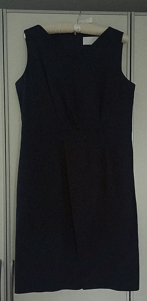Etuikleid v. BOSS dunkelblau Gr. 42 ohne Arm Baumwolle