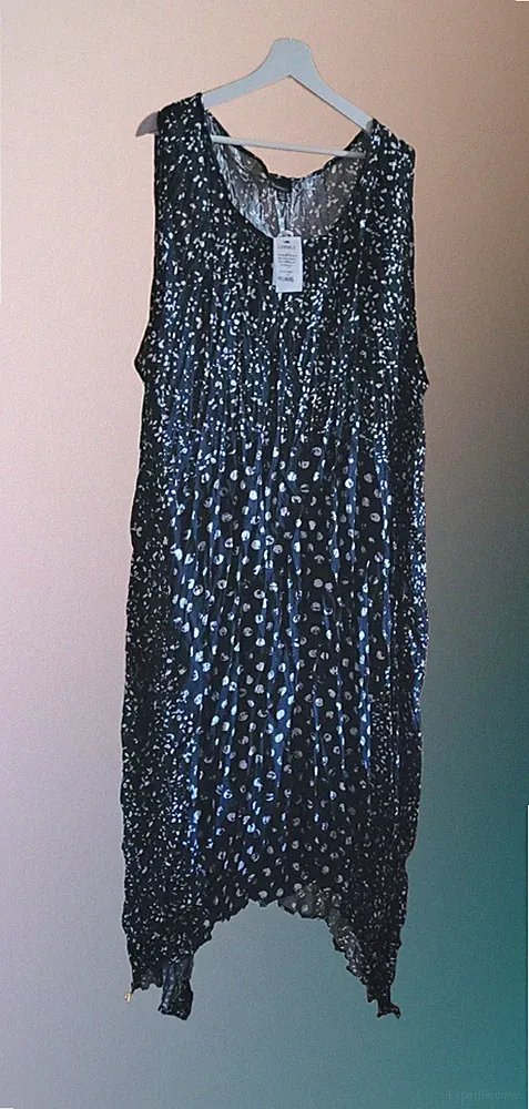 Evans Damen A-Linie Crinkle Kleid Gr. 58 Batik schwarz/weiß Midi V-Ausschnitt