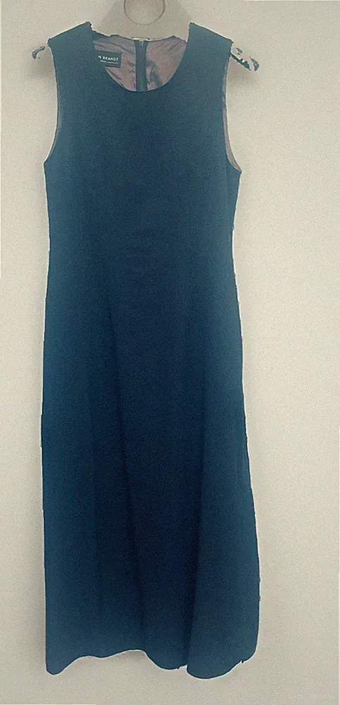 EVELIN BRANDT Abendkleid schlicht lang Seitenschlitz Gr.40 Schwarz Schurwolle