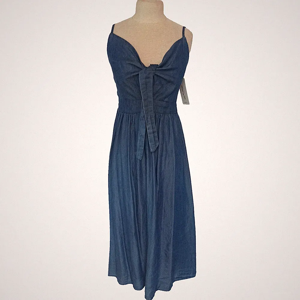 Eyecatcher Kleid Indigoblau 💙 Spaghettiträger Denim Optik Damen T422C 36,38,S