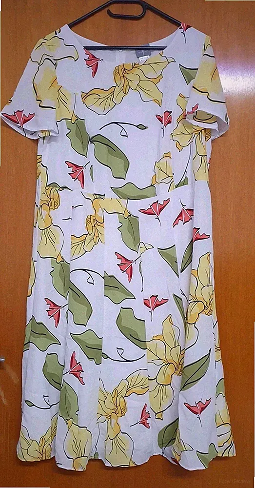 Fair Lady Damen A-Linien Kleid Blumen Jersey Kurzarm Gr. 40 NEU A015