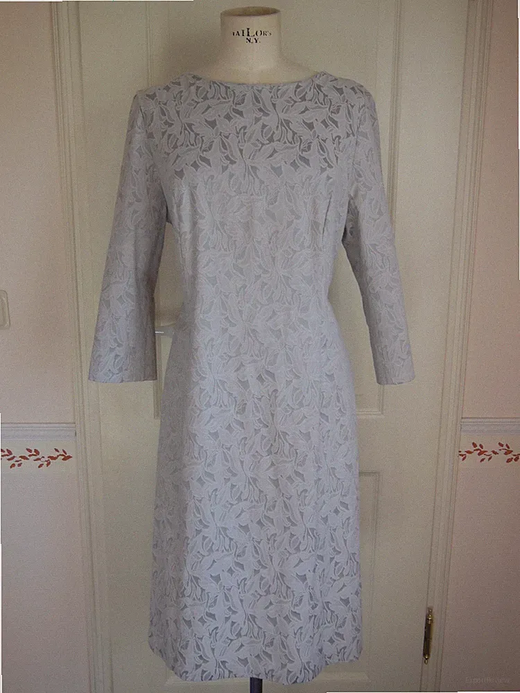 FAIR LADY Kleid Etuikleid Baumwollkleid Blumen Kleid Hell Grau GR 42/44