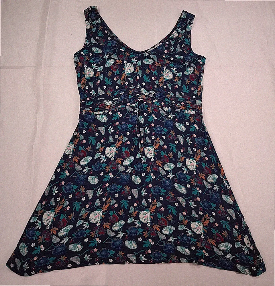 FAT FACE GRÖSSE 14 UK LARGE DAMEN GEBLÜMT LEICHT ÄRMELLOS SOMMER KNIEKLEID