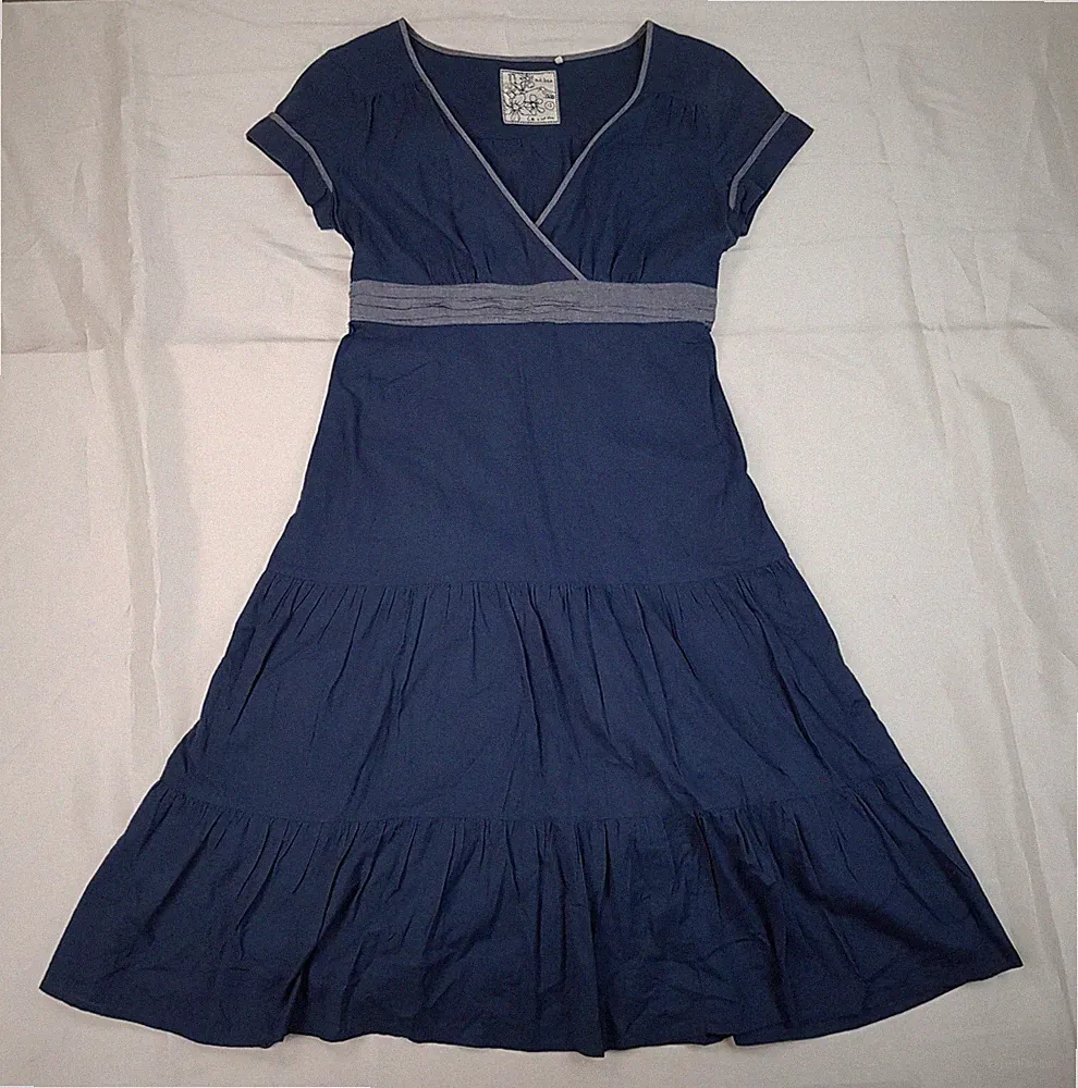FAT FACE GRÖSSE 8-12 UK S-M DAMEN MARINEBLAU BAUMWOLLE LEICHTES SOMMER KNIEKLEID