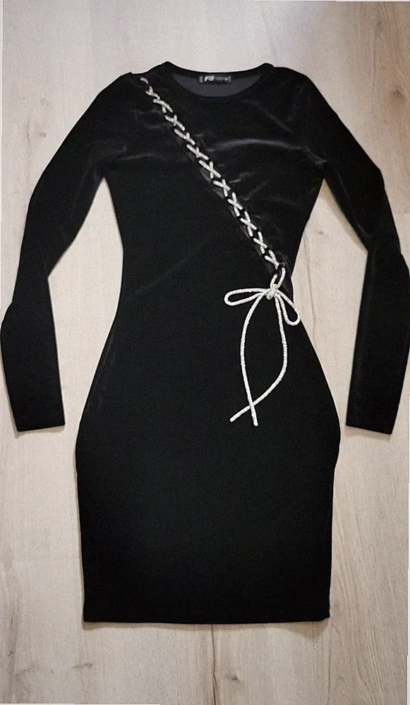 FB SISTER Samt Party Club Kleid Etuikleid Jersey Gr. 34 XS Elastisch NEU