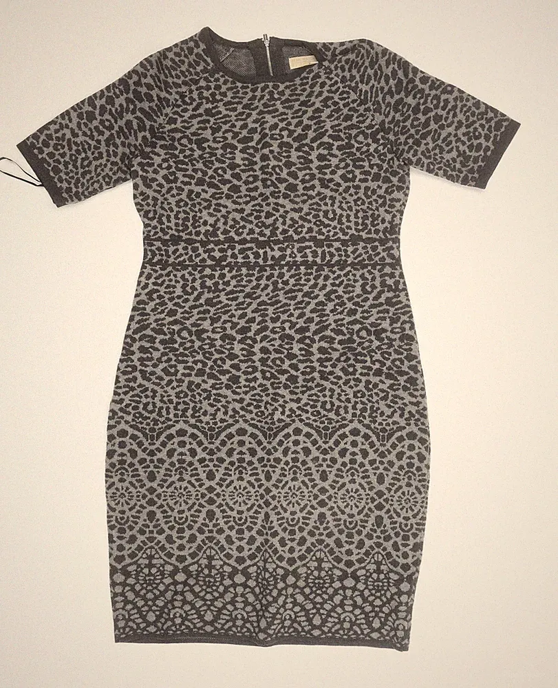 Fenn Wright Manson Damen Etuikleid grau Animal Print Größe M