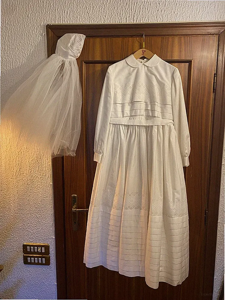 Festliches Blusenkleid Schneiderei Konfirmation Vintage 60er Jahre St. Galler Spitze