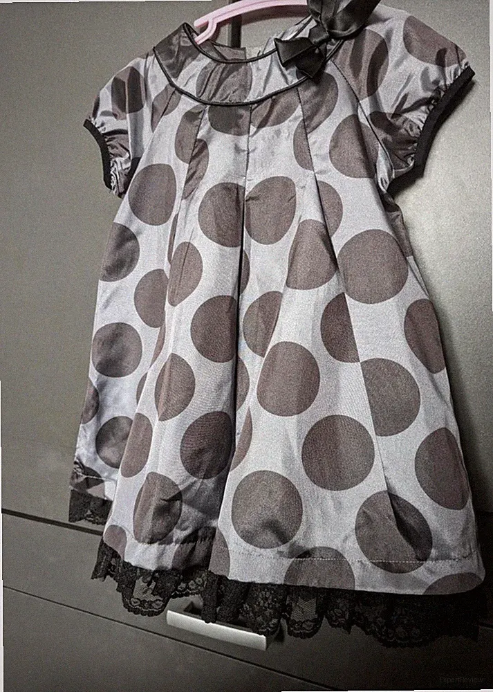 festliches kleid Für Baby-Mädchen G86 Gepunktet Schwarz Und Grau