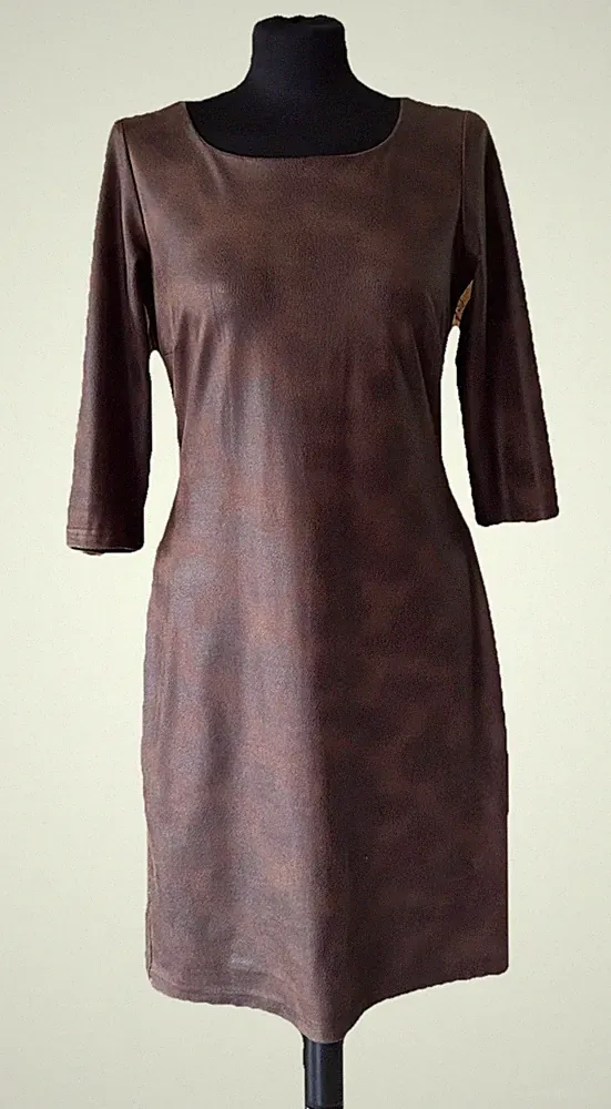 Figurbetontes veganes Leder Etuikleid Gr.S/36 von Geisha Braun
