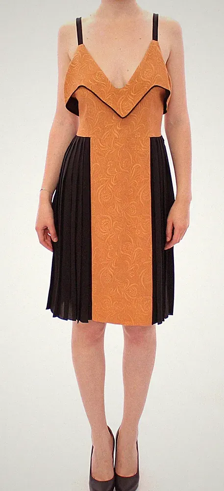 FILOS Kleid schwarz bronze Seide ärmellos über Etui IT40/US6/S UVP $ 1140