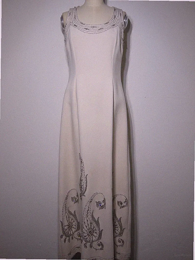 FINK MODEL Org.Vintage 70er Maxi Kleid Etuikleid Abendkleid Strasssteine 38/40