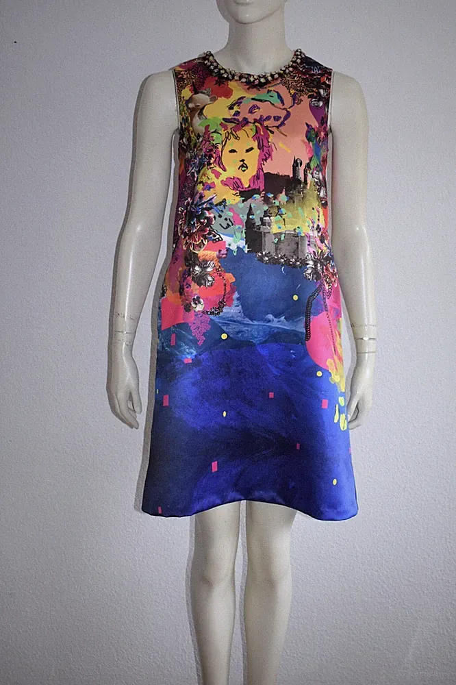 FLYNOW III ✨ Cocktailkleid Party Kleid Dress Bunt mit Strass Steinen ✨ XS/S - 34
