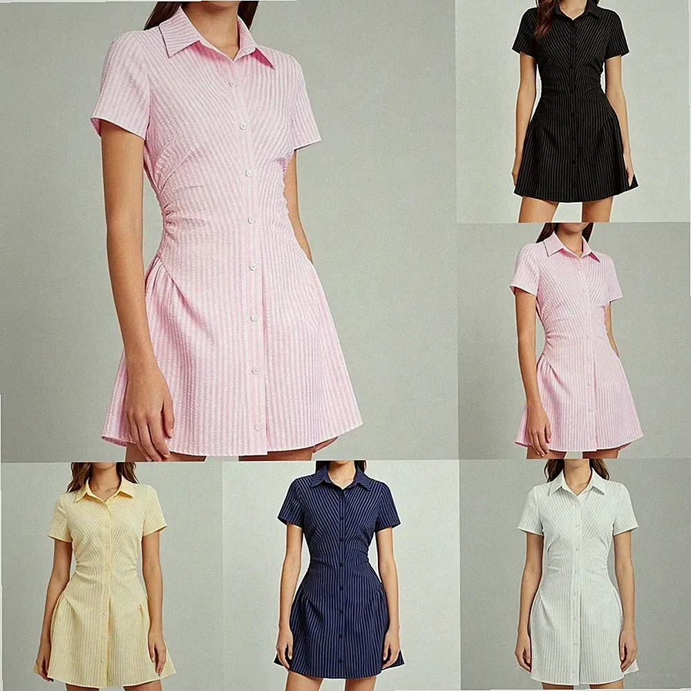 For Streetwear Styling Damen V-Ausschnitt Kleid A-Linie Rockform kurze Länge St