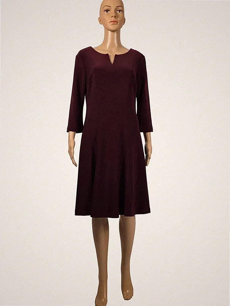 Frank Lyman A-Linien-Kleid Gr 36 Bordeaux 3/4 Arm Sample Neu