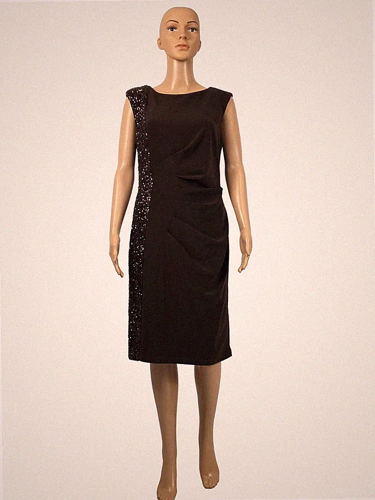 Frank Lyman Kleid Gr 36 Braun Pailletten Etuikleid Sample Neu
