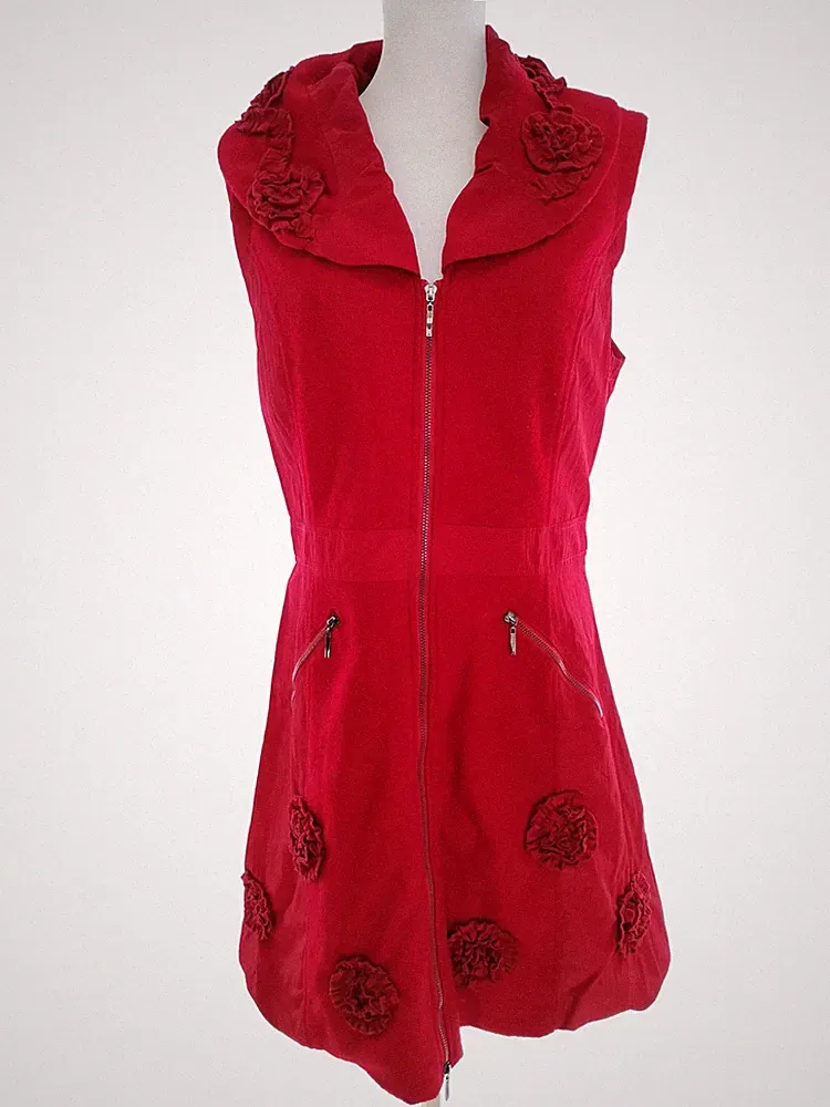 FRANSTYLE Damen A-Linien-Kleid Gr. 40 Ärmellos Knielang V-Ausschnitt