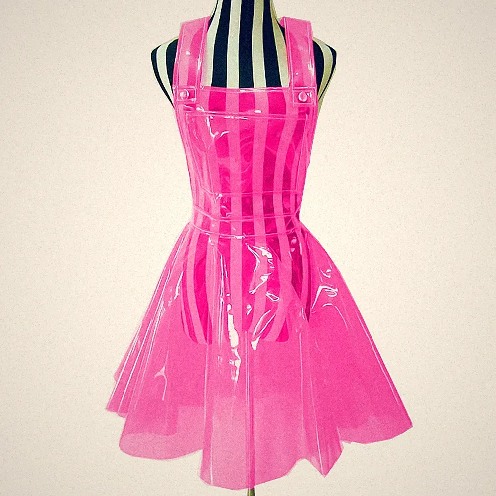 Frauen Transparent PVC Kleid See Through A Line Clear Wasserdichtes Kleid