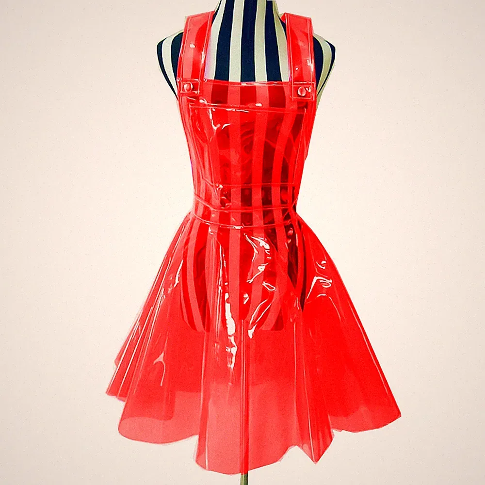 Frauen Transparent PVC Kleid See Through A Line Clear Wasserdichtes Kleid