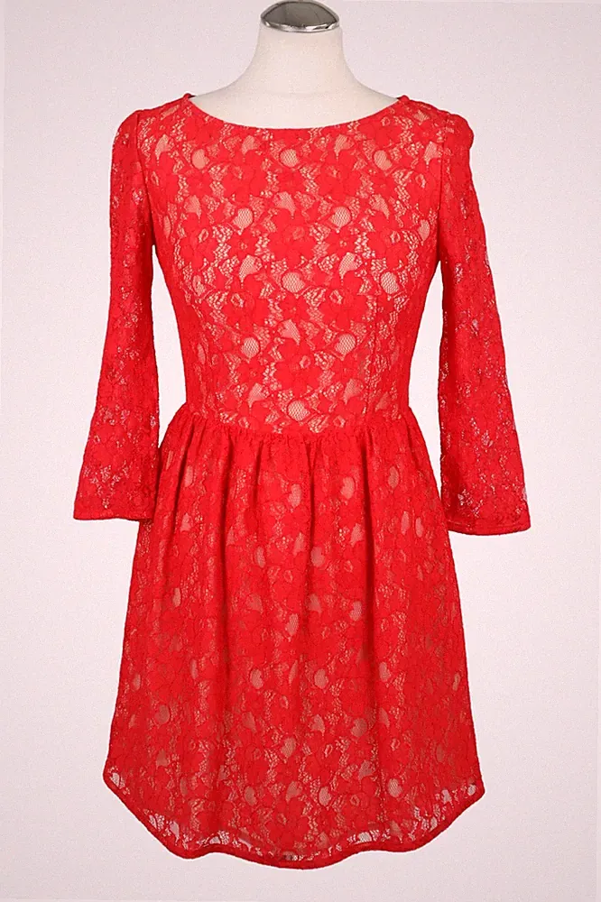 French Connection Damen Kleid Gr. 36 (UK 10) Rot A-Linie Dress