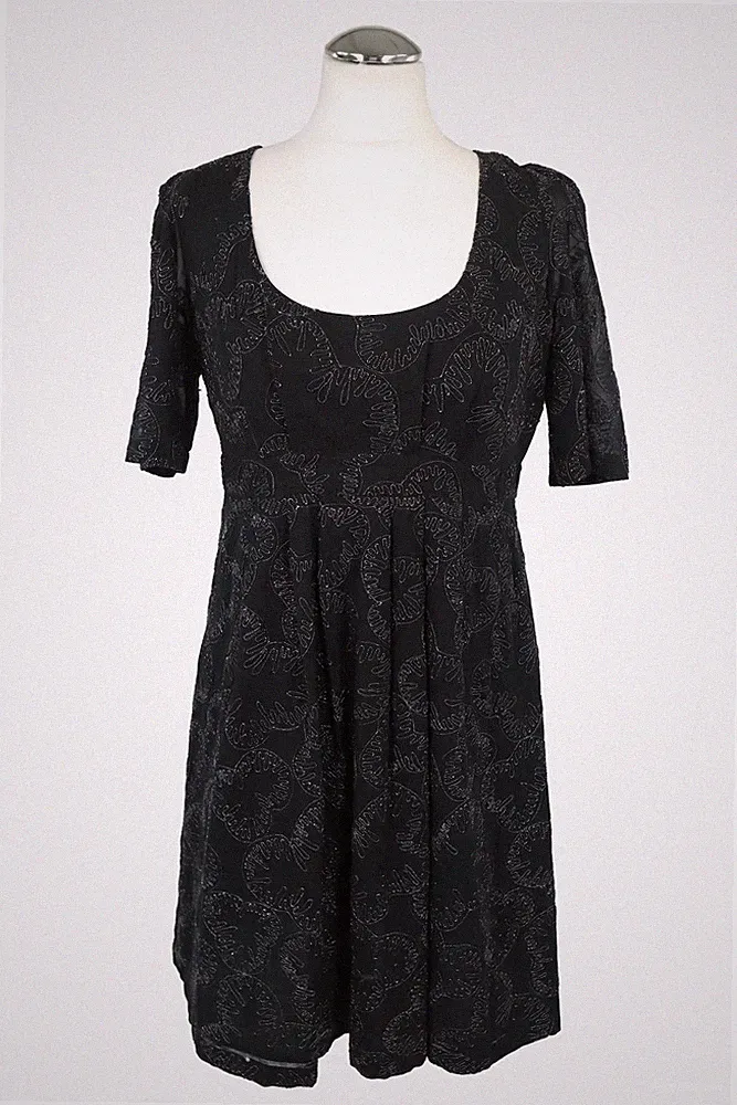 French Connection Damen Kleid Gr. 38 (UK 12) Schwarz Baumwolle A-Linie Dress