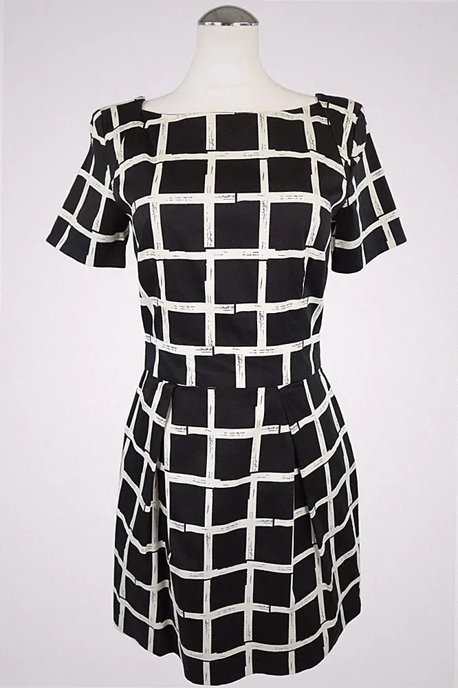 French Connection Damen Kleid Gr. 38 (UK 12) Schwarz / Weiß A-Linie Dress