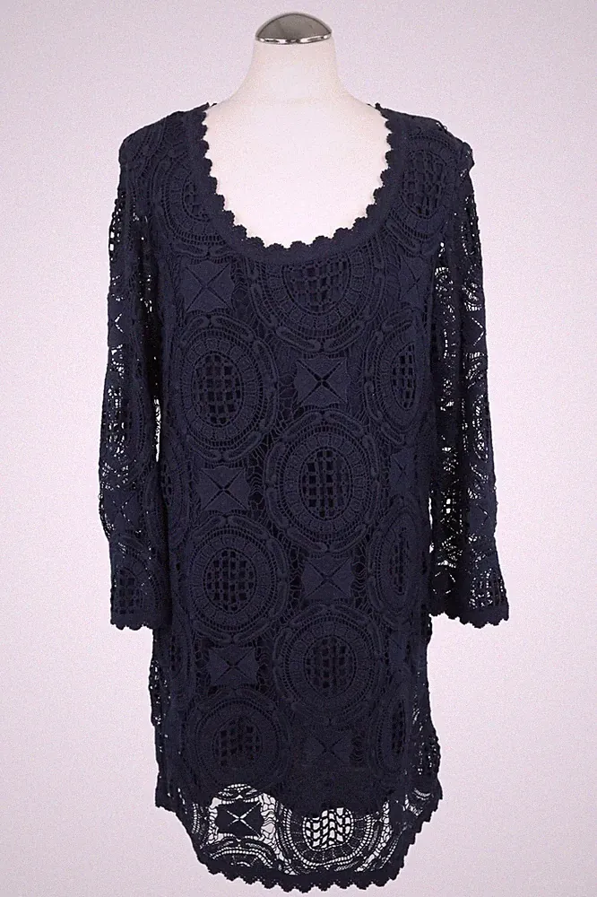 French Connection Damen Kleid Gr. 40 (UK 14) Blau Baumwolle Etuikleid Dress
