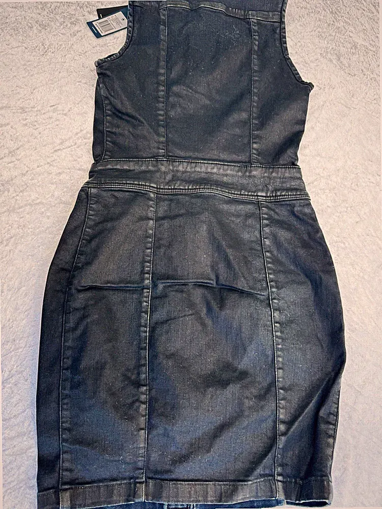 G-Star Damen Etuikleid Schwarz XS Ärmellos Knielang Kragen Reißverschluss