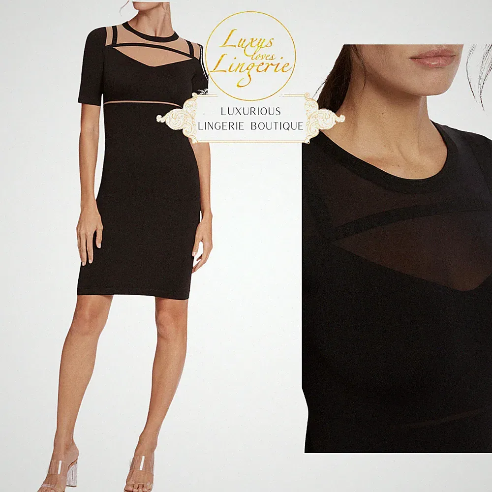 GAIA DRESS by Wolford M Medium black schwarz Transparent Details Etui Kleid