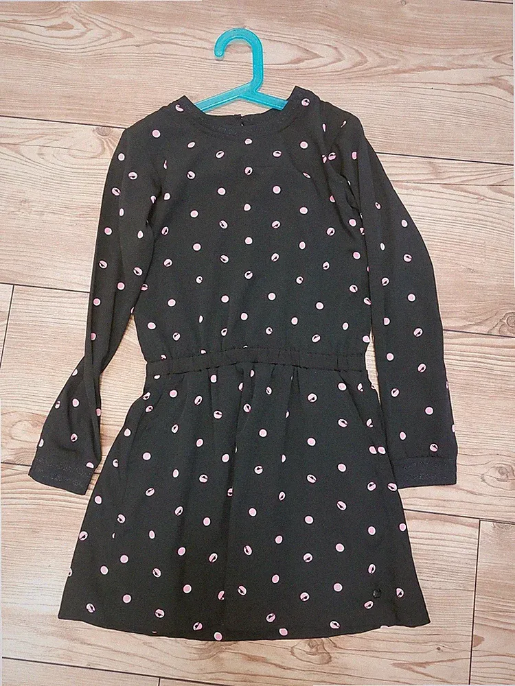 Garcia Jeans Mädchen Kleid Langarm Gr. 140/146 Schwarz Pink