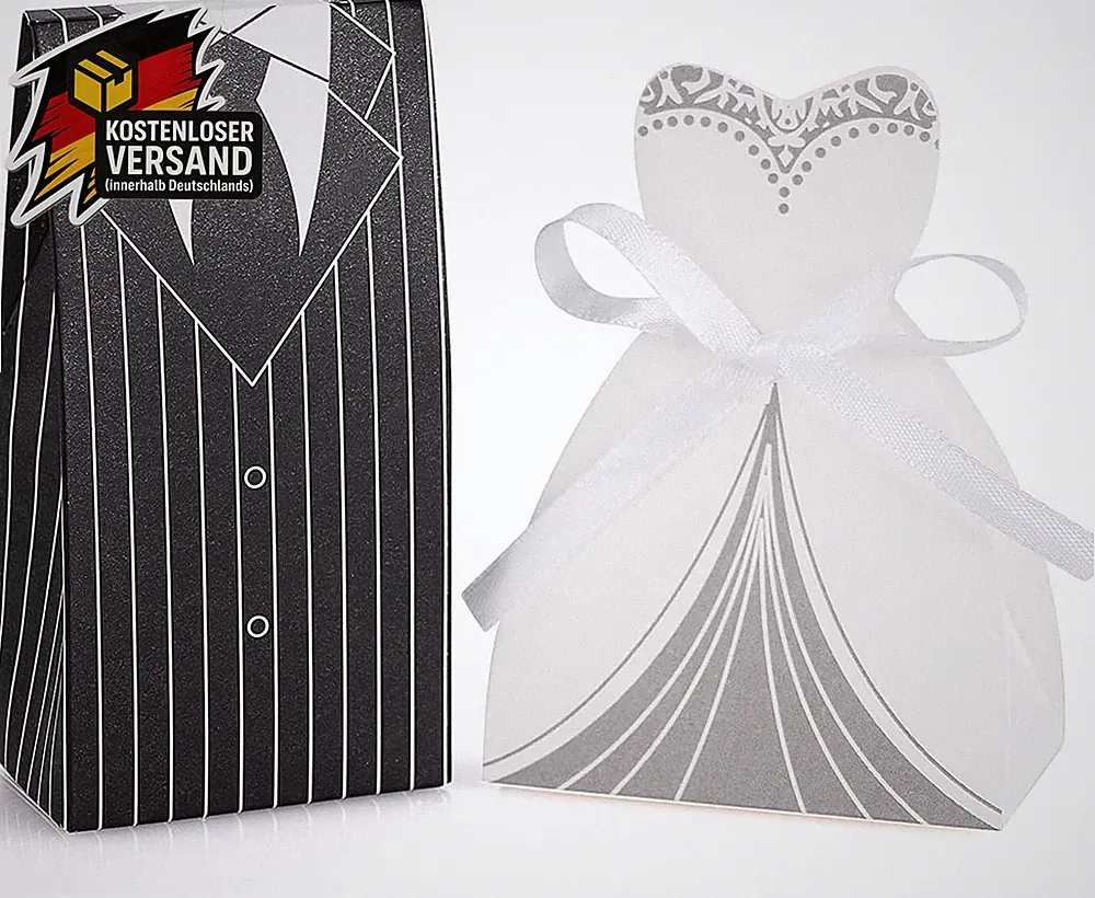 Gastgeschenk Boxen Hochzeit 100 Stück für Süßigkeiten & kleine Geschenke