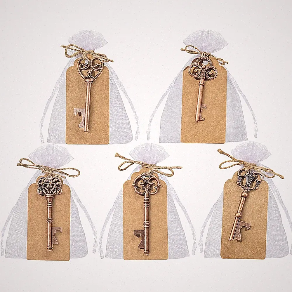 Gastgeschenke Set: Flaschenöffner, Karte, Geschenktasche - 50 Stk