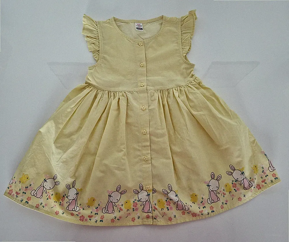GELBES MÄDCHEN SOMMER KLEID MIT SÜẞEN HÄSCHEN PRINT GR.98/104 LC WAIKIKI ETUI KL