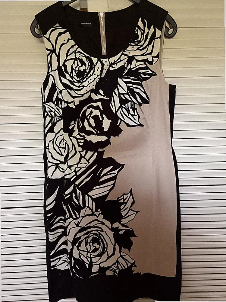 Gerry Weber Etuikleid Gr. 40, Schwarz/Weiß/Beige - Hingucker!