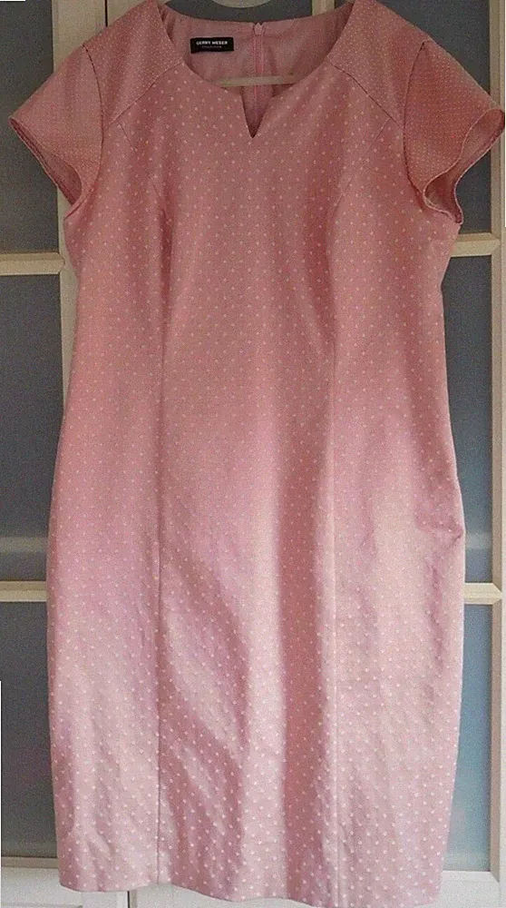 GERRY WEBER Kleid Etuikleid tailliert rosa Pünktchen edel Gr. 40