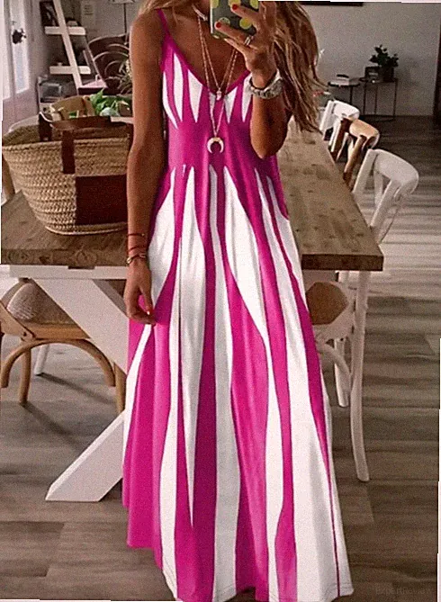 Gestreiftes Spaghettiträgerkleid, elegantes ärmelloses Camisole-Kleid Sommer