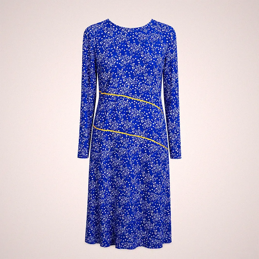 Ghost London Tee Kleid Größe 12 14 blau Hochzeitsgast fließend Blumen Maxi
