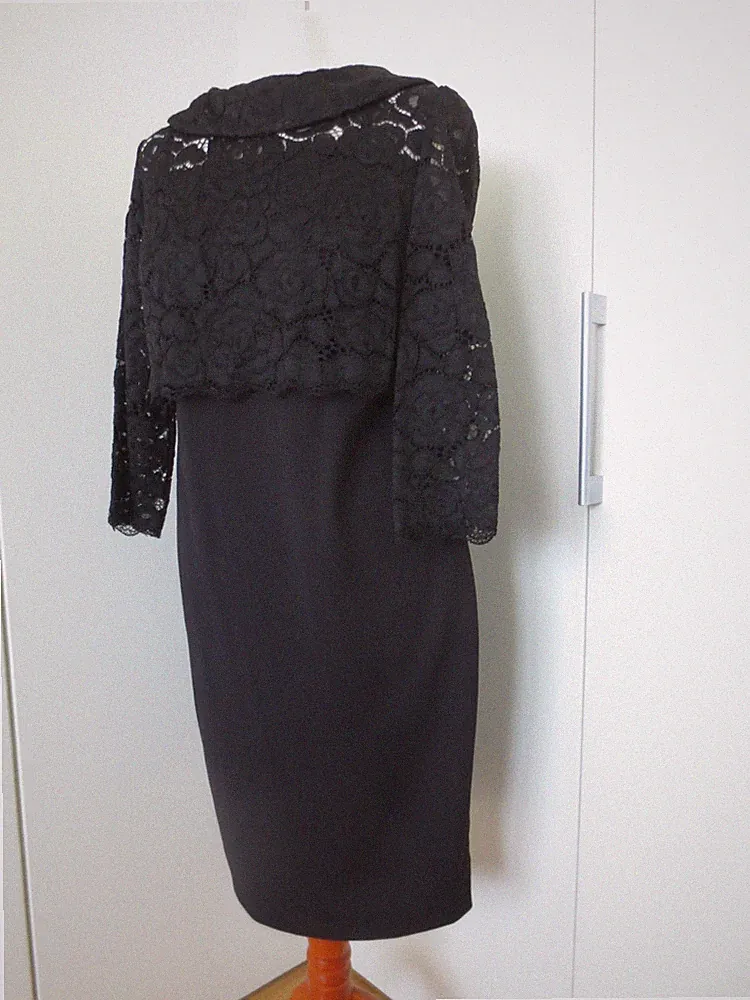 Gina Bacconi Ensemble midi Kleid Bolero Spitze schwarz Cocktail 38 cos play