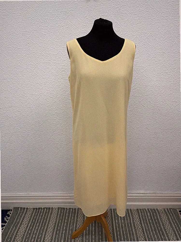 Gina Bacconi Gr. 14 Kleid lang Vintage Bleistift Anlass Hochzeit Gast Slip