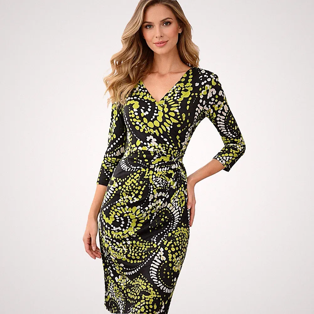 Gina Bacconi Rüschen Kleid Abstrakt Print Uk 10 Hochzeit Gast Rennen