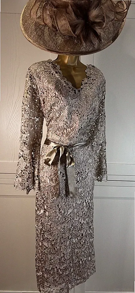 Gina Bacconi UK 18/20 Mokka Kleid Hochzeit Mutter Braut Bräutigam Gast Taufe