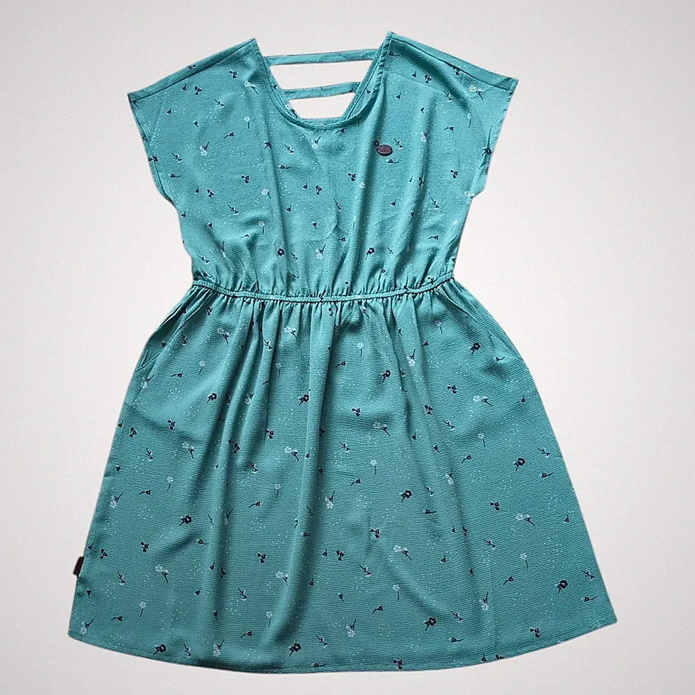 Gina Kleid Gr. L Dunkelmint Pusteblumen A-Linie Taschen Sommerkleid NEU