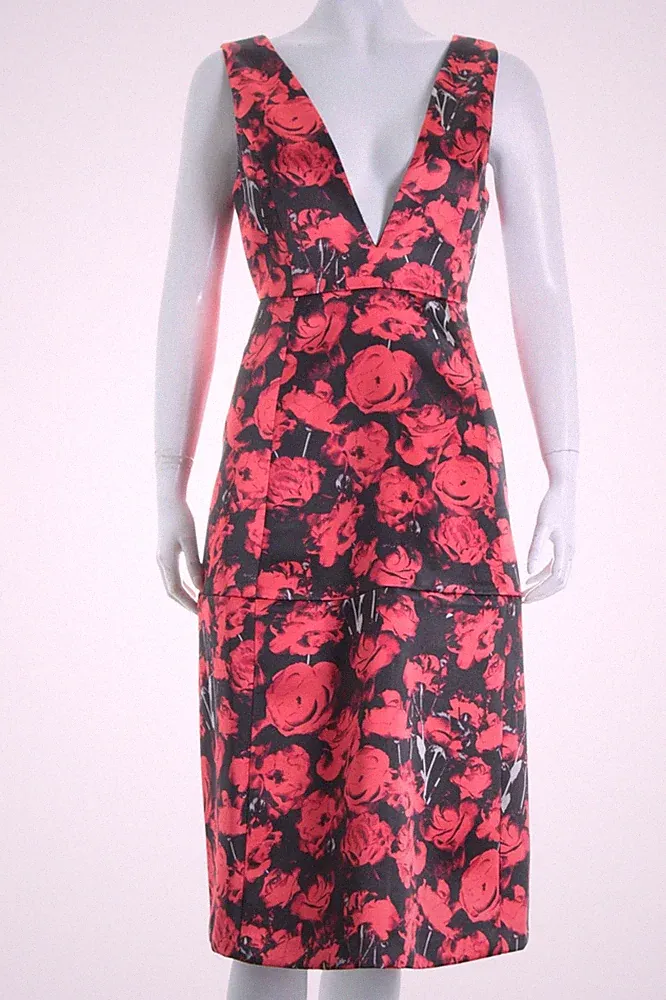 GINA TRICOT A-Linien Kleid Damen Kleid Gr. DE 36 schwarz-rot-silberfarben