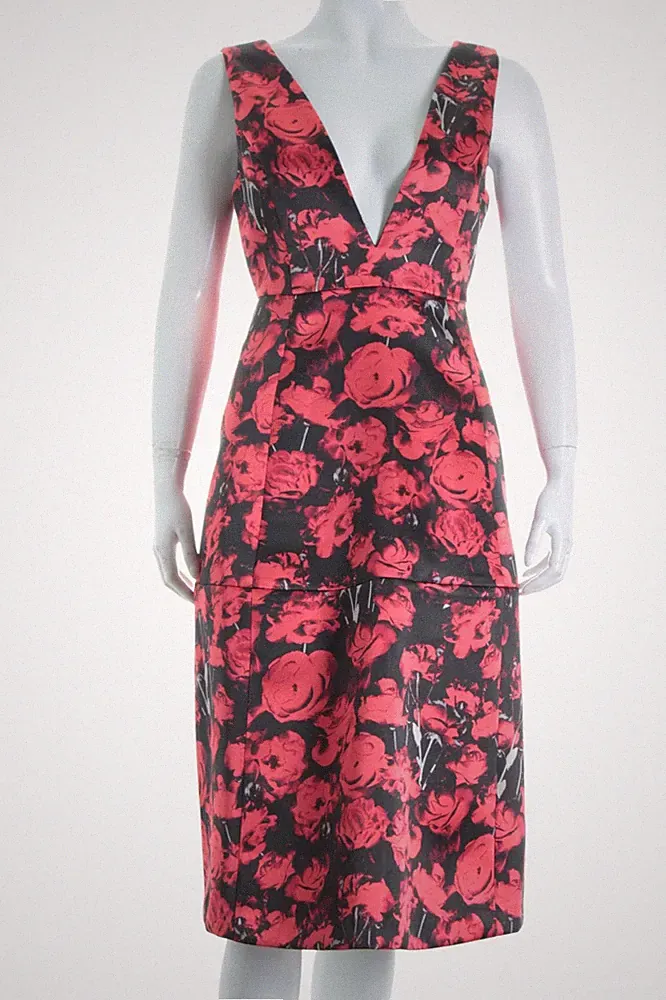 GINA TRICOT A-Linien Kleid Damen Kleid Gr. DE 36 schwarz-rot-silberfarben