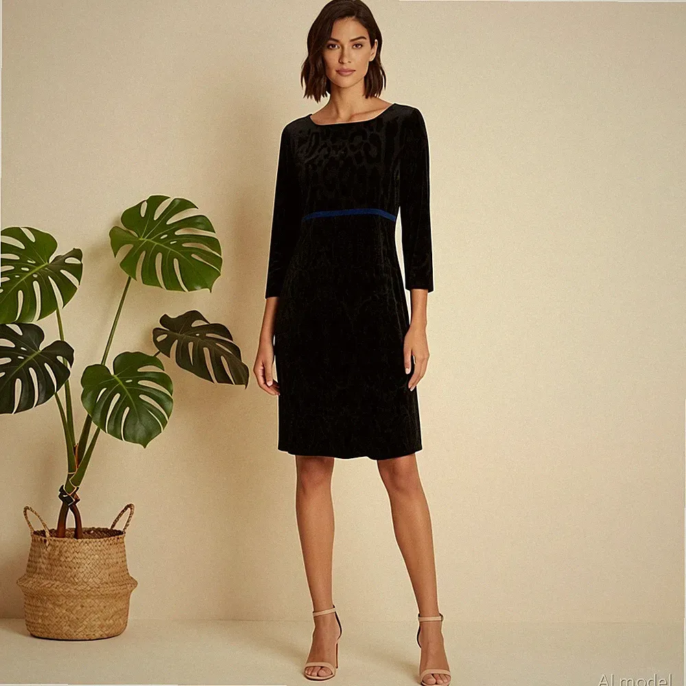 Glam Extravagant Midi Kleid Mehrfarbig Animal Print Jersey Shift 3/4 Ärmel 38