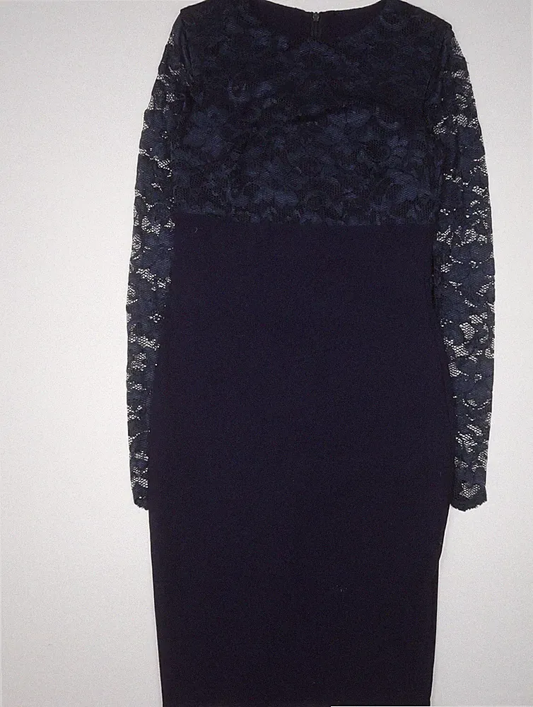 Goddess London Damen blau Spitze Langarm Etui-Kleid Größe 12